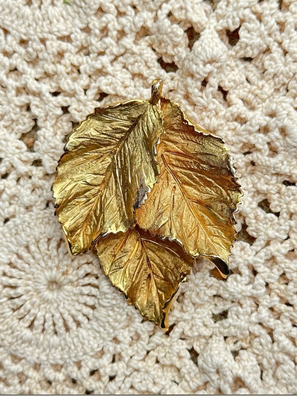 BSK Gold Leaf Brooch Vintage